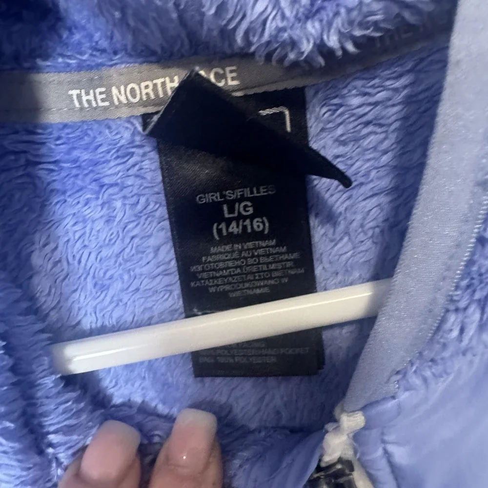 The North‎ Face Jacket Hoodie Girls Size L 14 16 Sherpa Purple Fleece Full Zip